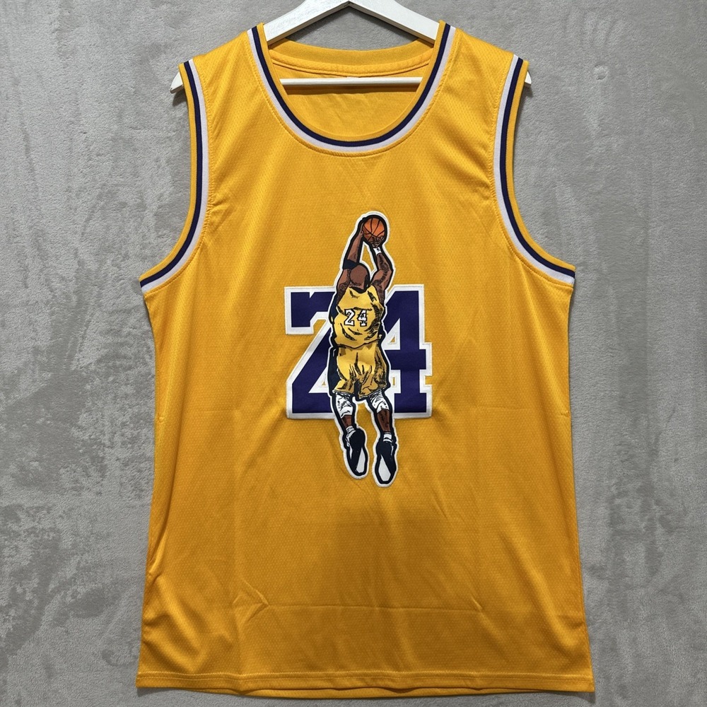 Graphic Kobe Bryant 24 Basketball Jersey Size‎ M Yellow Los Angeles Lakers NBA